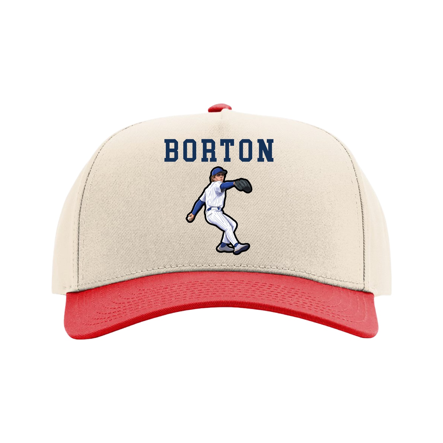 Full Fabric Five-Panel Champ Cap — Shirsey in Cream/Red