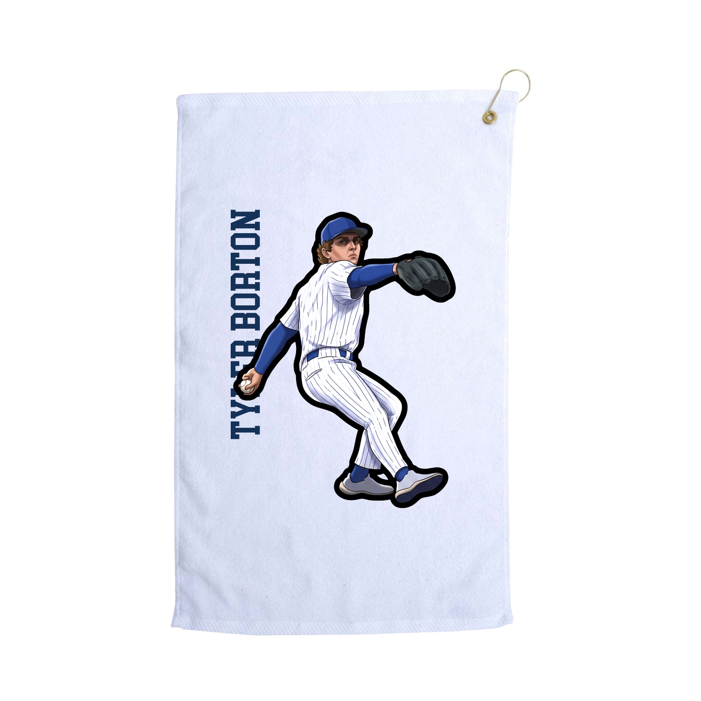 Golf Towel — Name Vertical in White