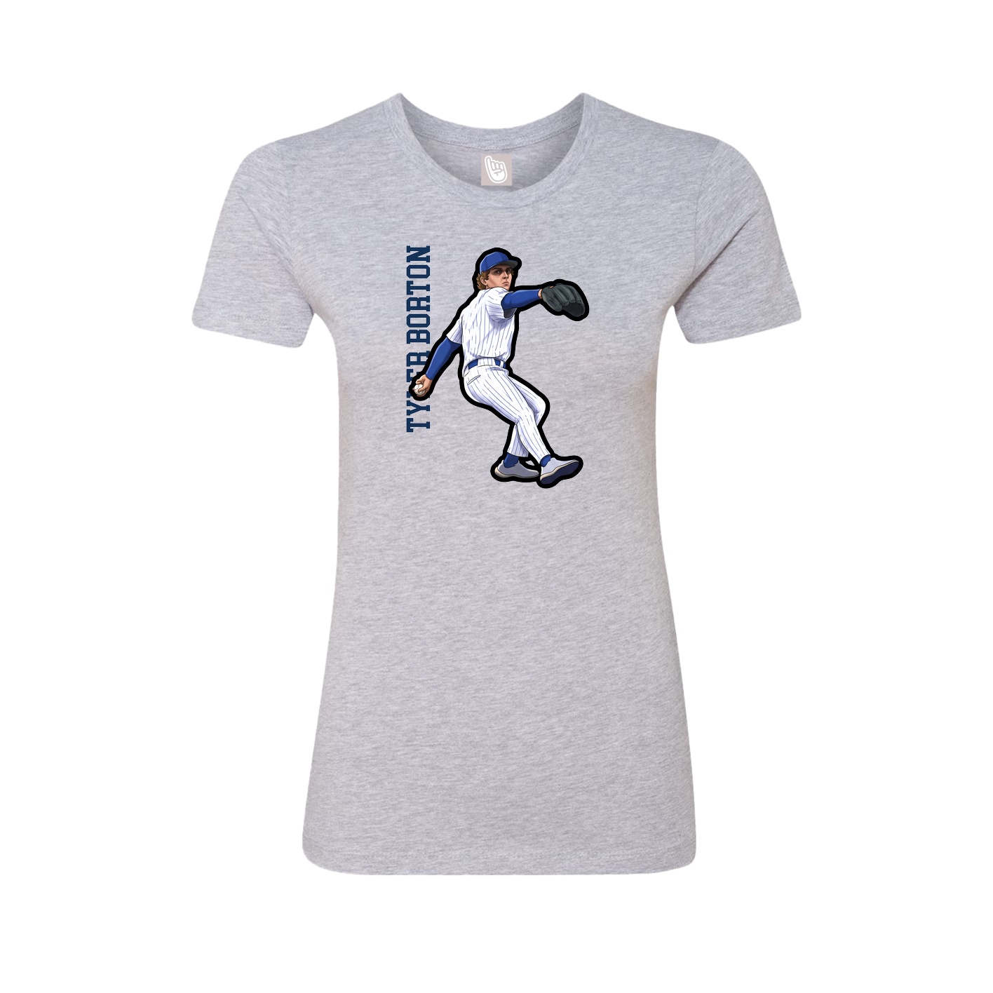 Fitted Women's Tee — Name Vertical in Grey