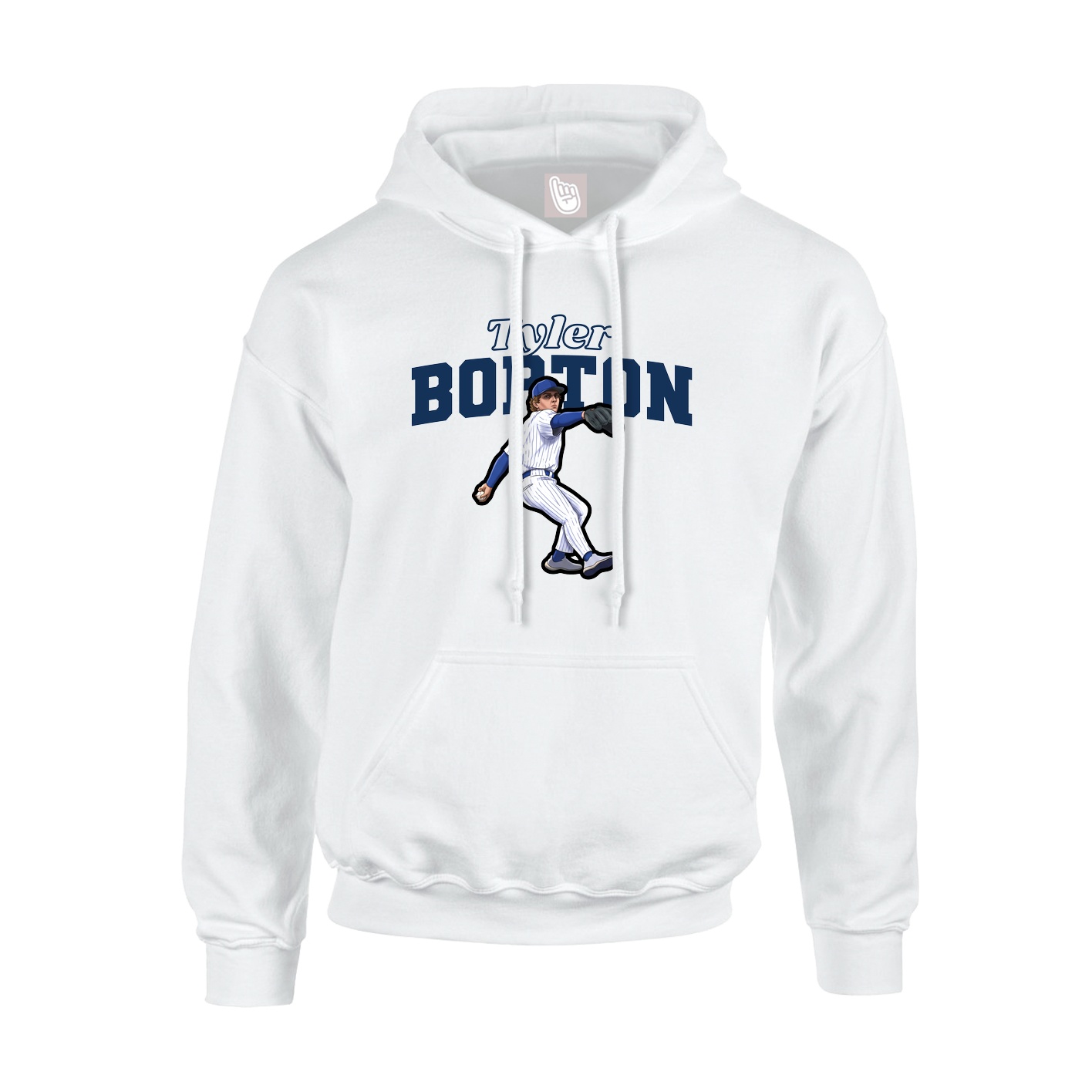 Youth Hoodie — Name Arch in White