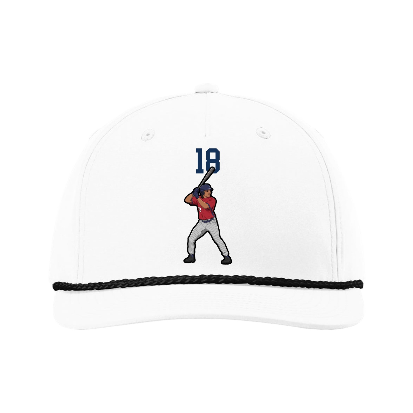 Five-Panel Classic Rope Cap — Number Top in White