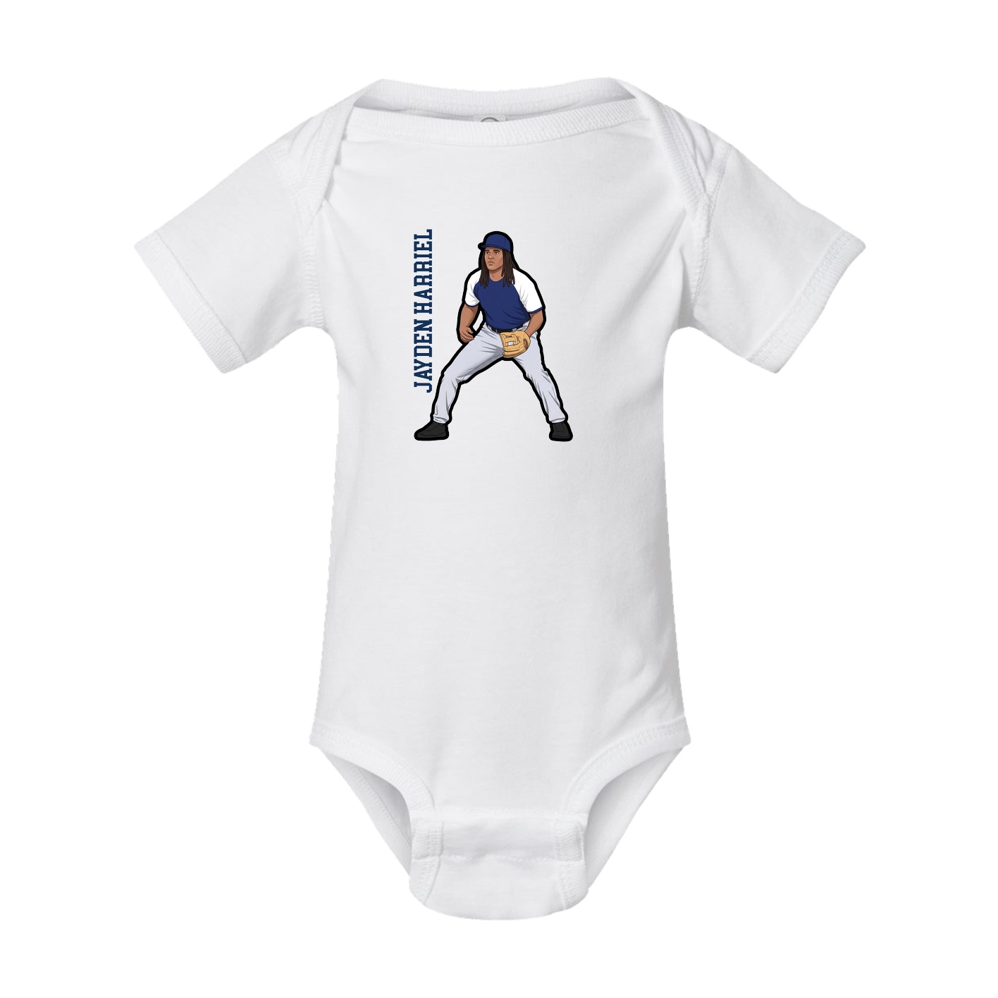 Baby Onesie — Name Vertical in White