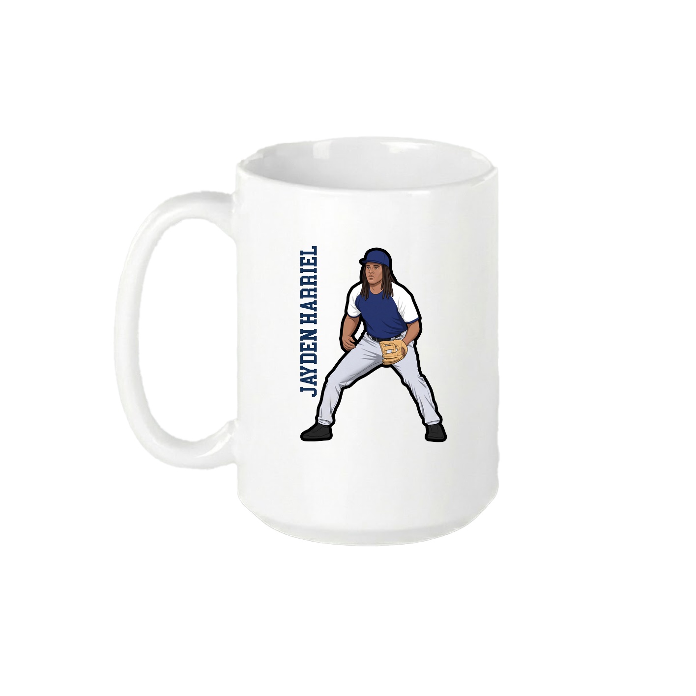 15oz Coffee Mug — Name Vertical in White