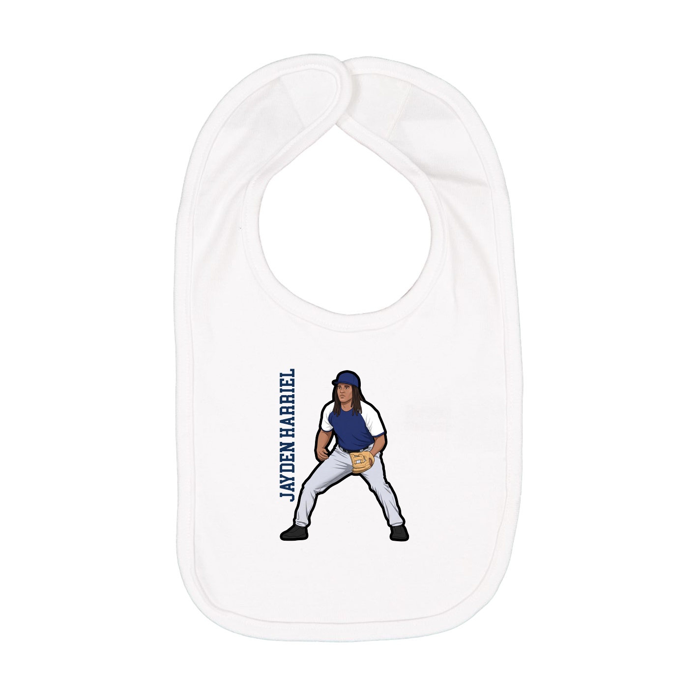 Infant Bib — Name Vertical in White