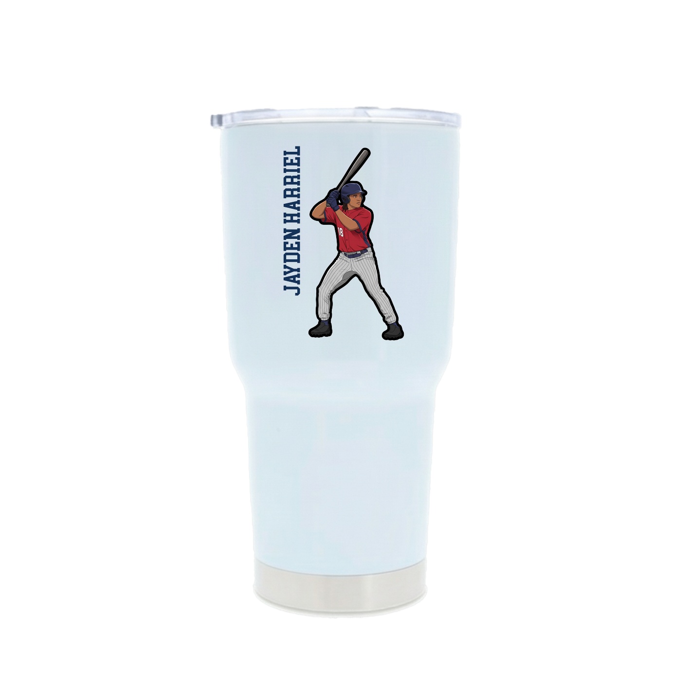 30oz Stainless Steel Tumbler — Name Vertical in White