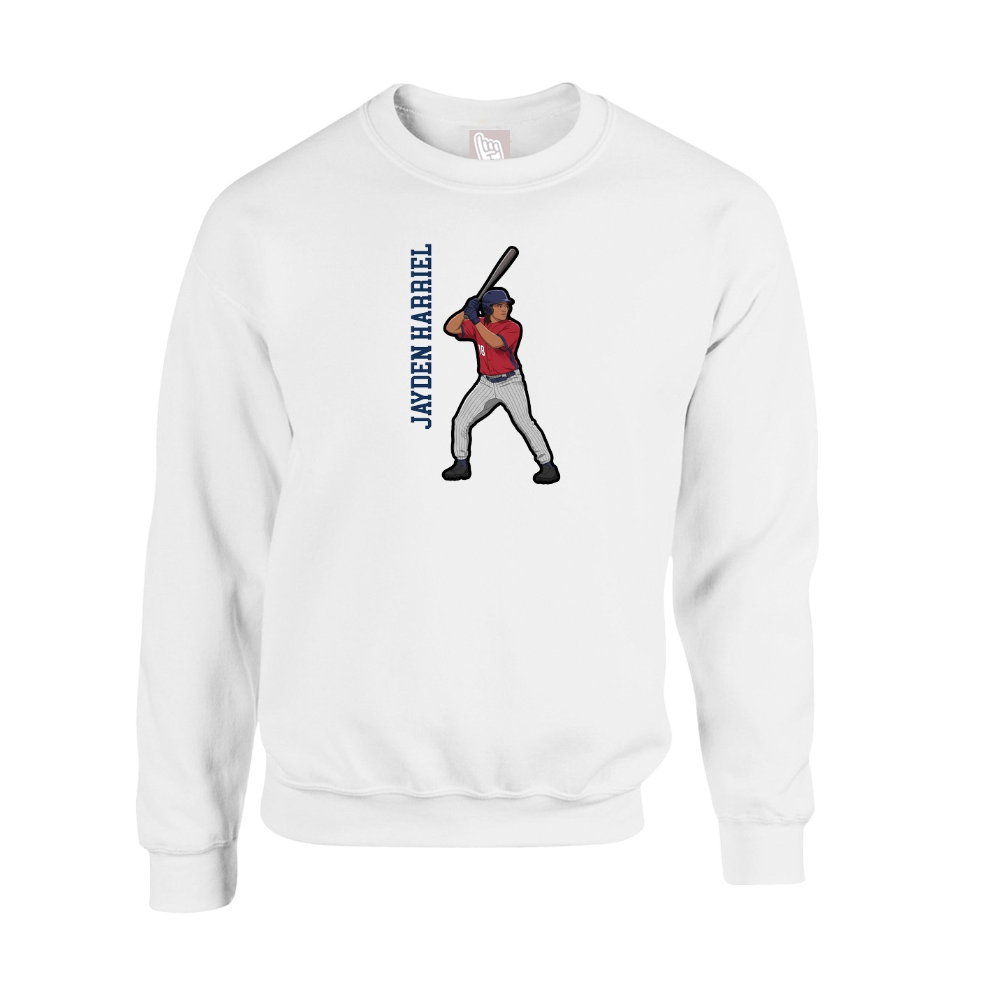 Fleece Crew — Name Vertical in White