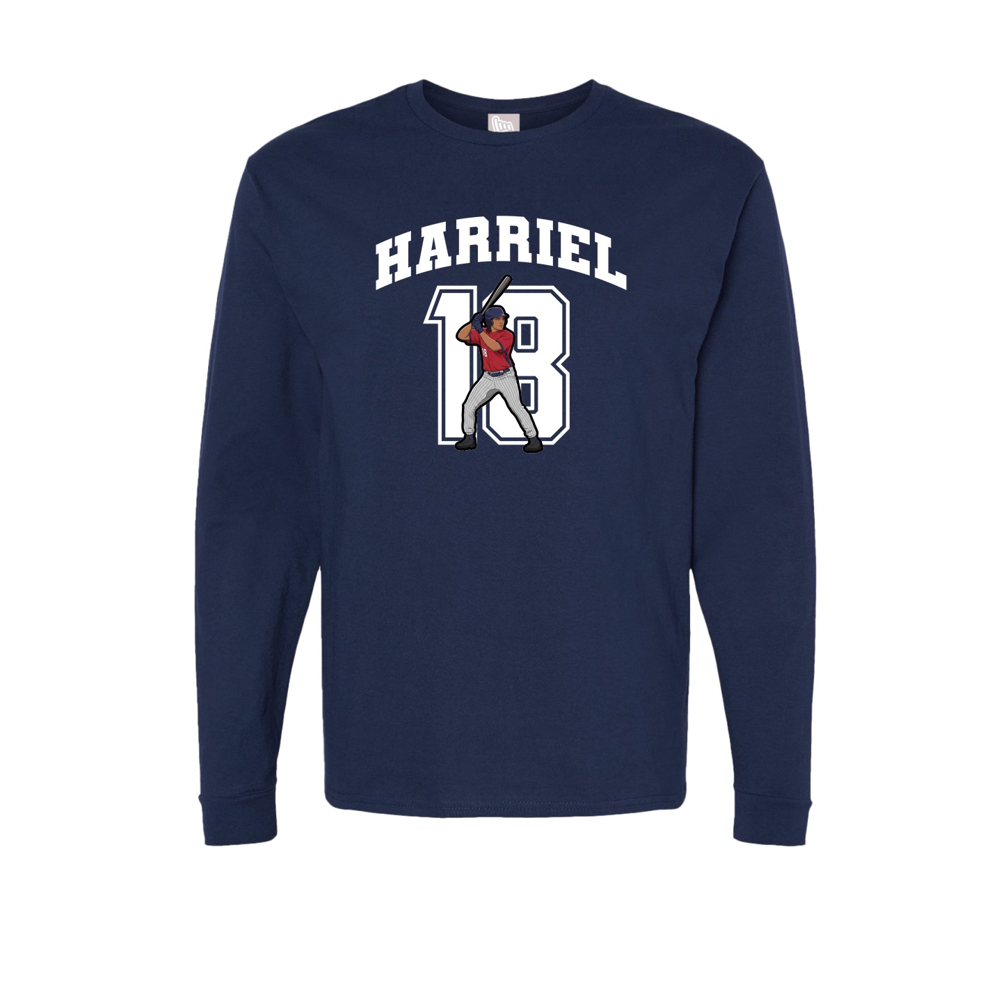 Long Sleeve Tee — Number in Navy