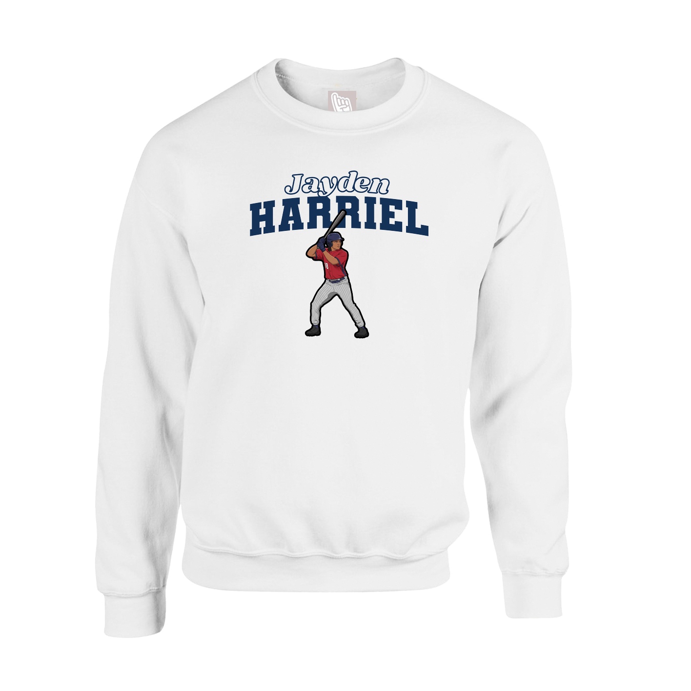 Fleece Crew — Name Arch in White