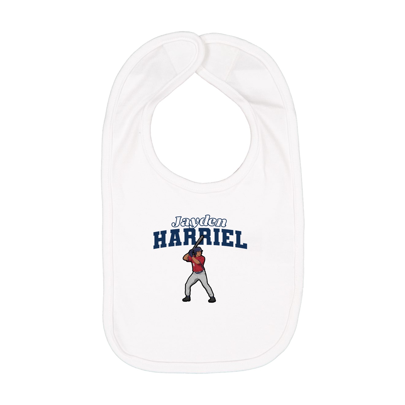 Infant Bib — Name Arch in White