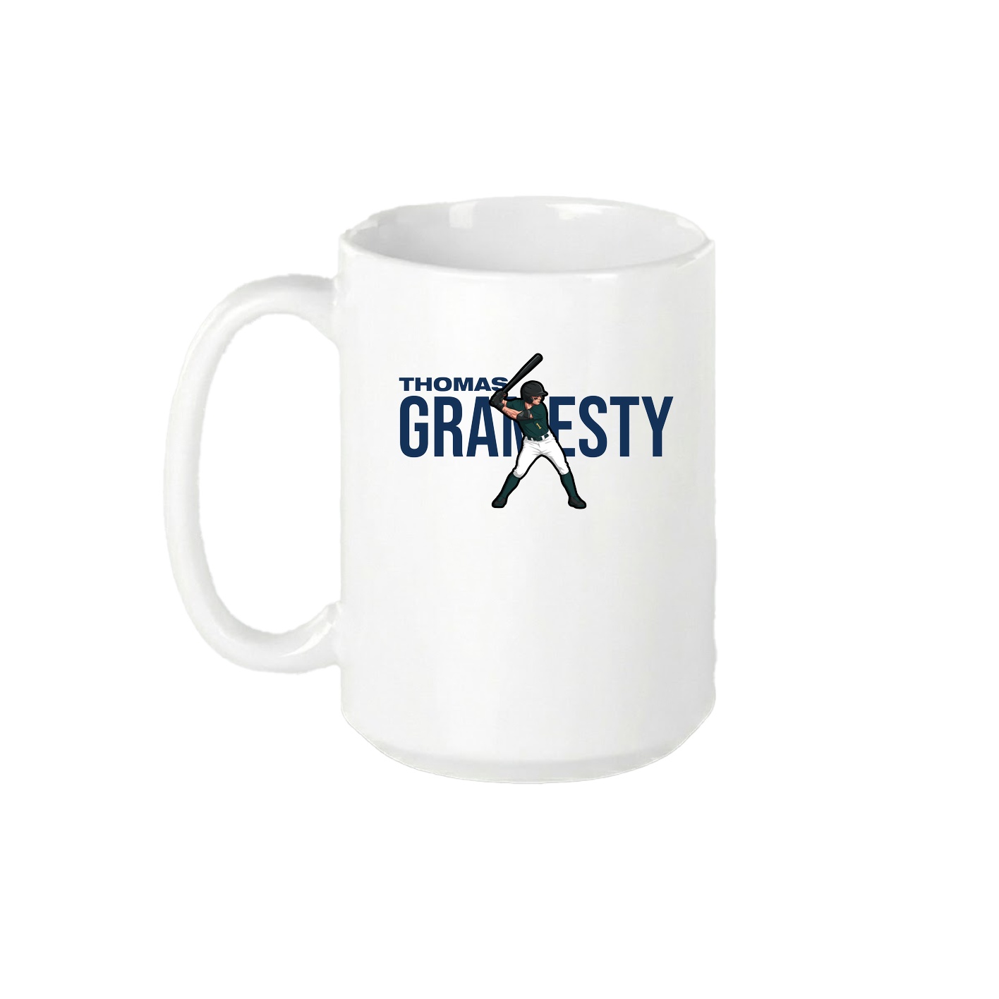 15oz Coffee Mug — Player Name in White