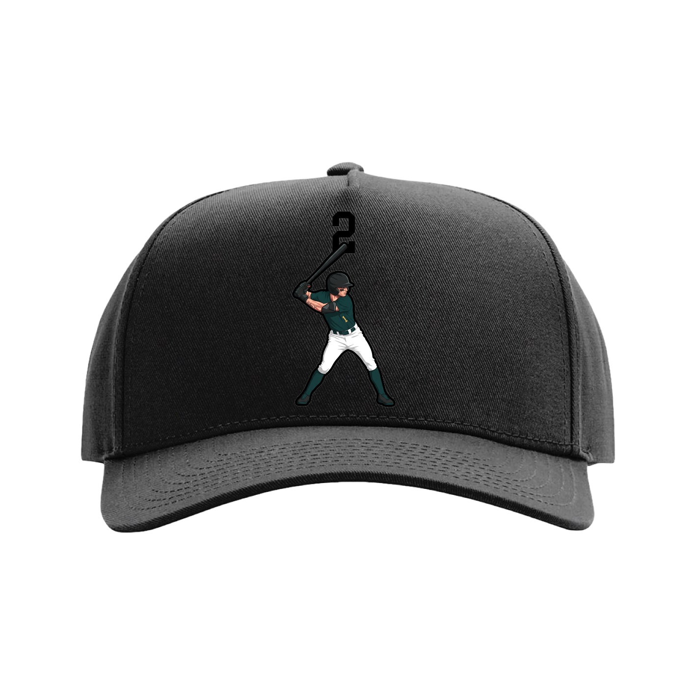 Full Fabric Five-Panel Champ Cap — Number Top in Black