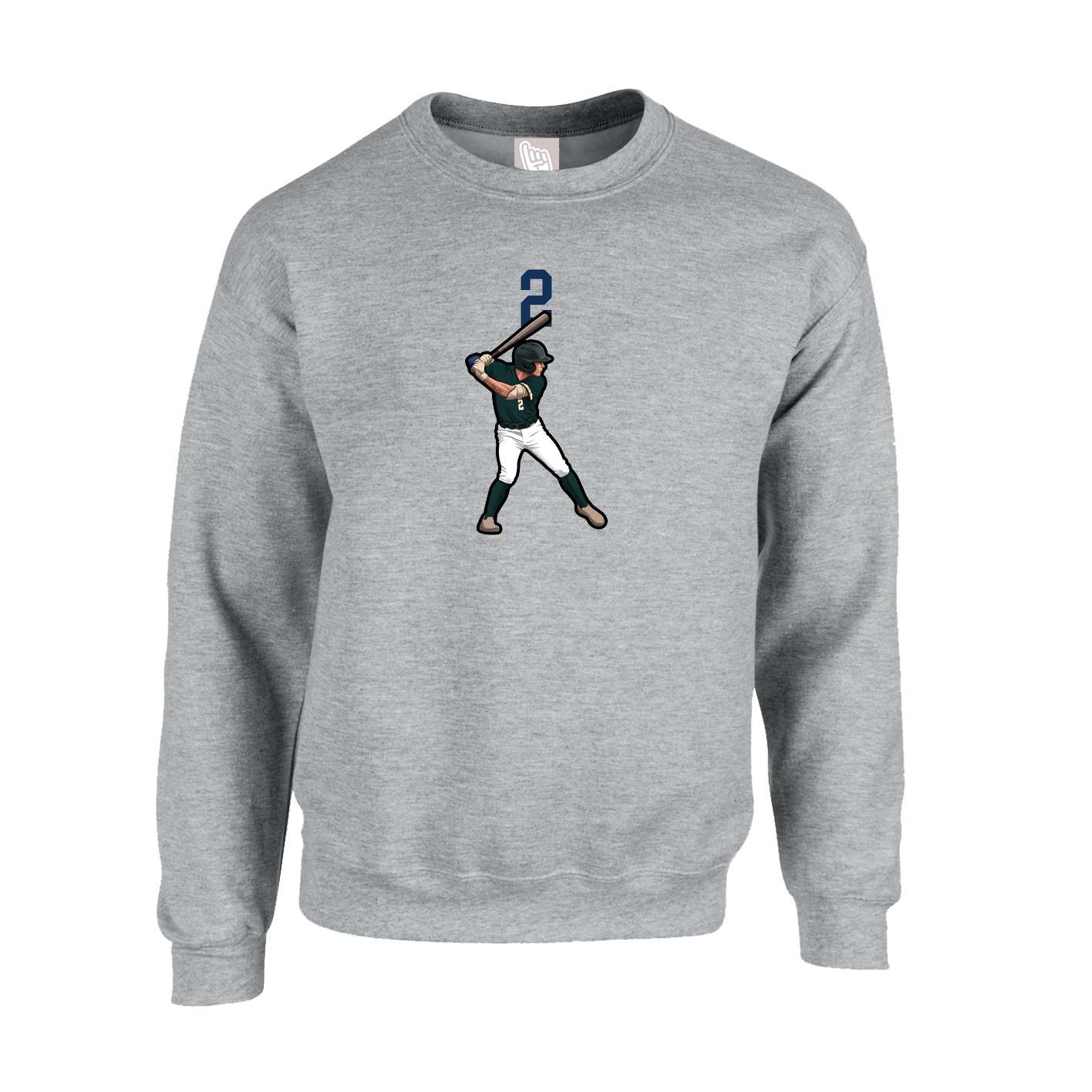Fleece Crew — Number Top in Grey
