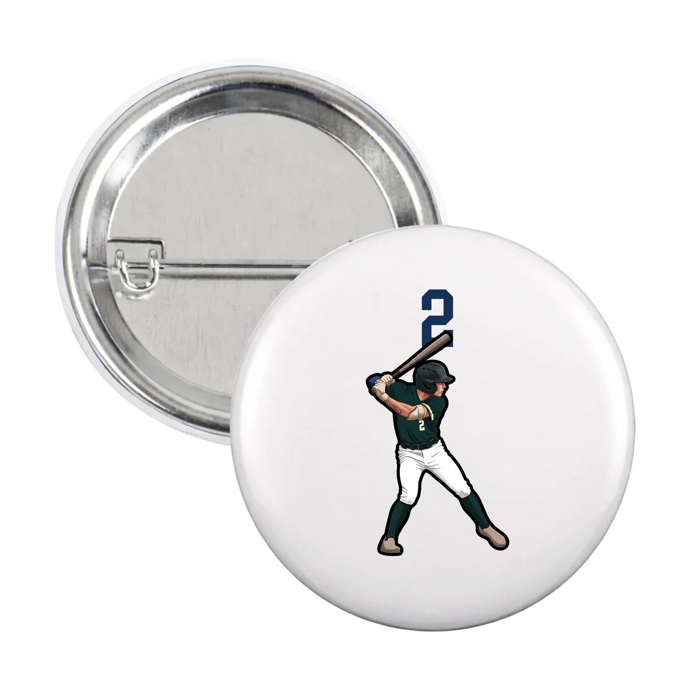 Game Day Button — Number Top in White