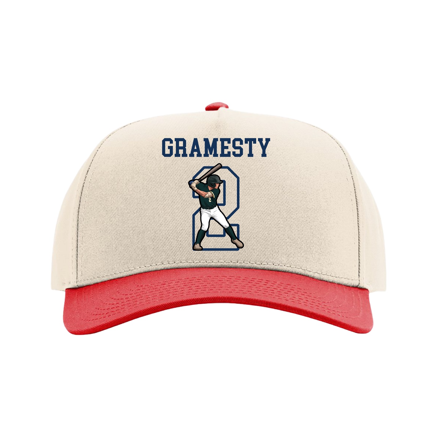 Full Fabric Five-Panel Champ Cap — Shirsey in Cream/Red