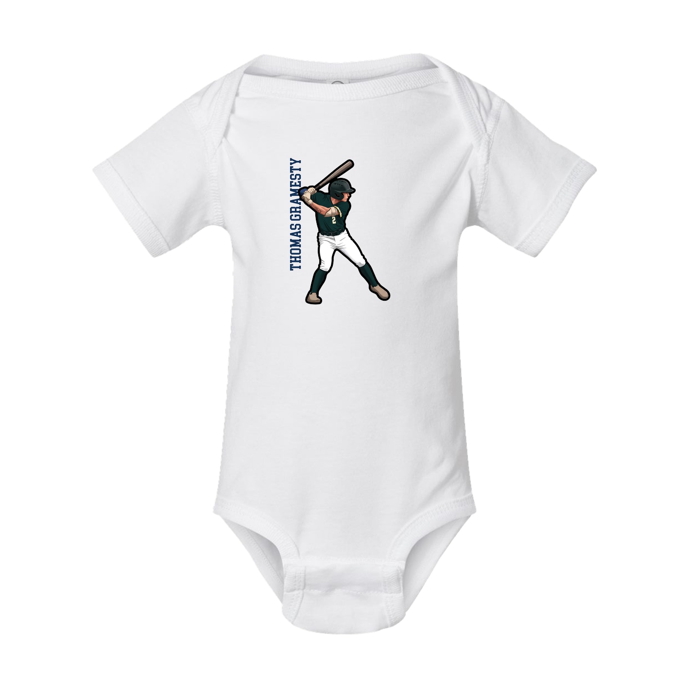 Baby Onesie — Name Vertical in White