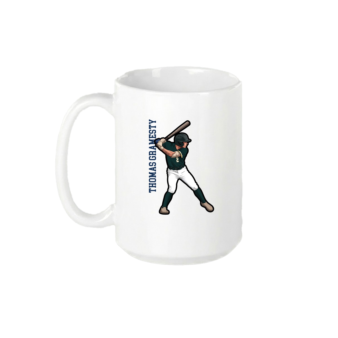15oz Coffee Mug — Name Vertical in White