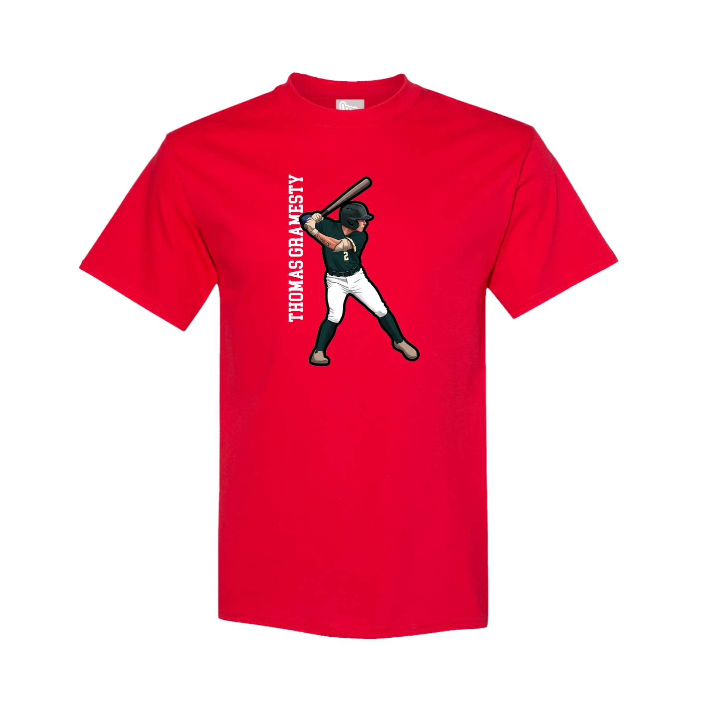 Tee — Name Vertical in Red