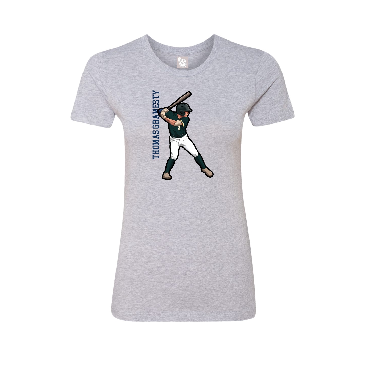 Fitted Women's Tee — Name Vertical in Grey