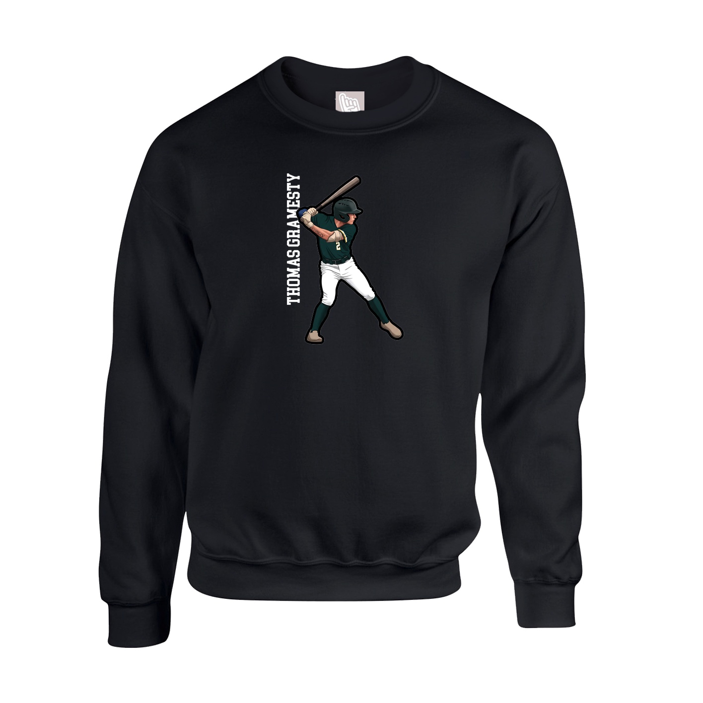 Fleece Crew — Name Vertical in Black