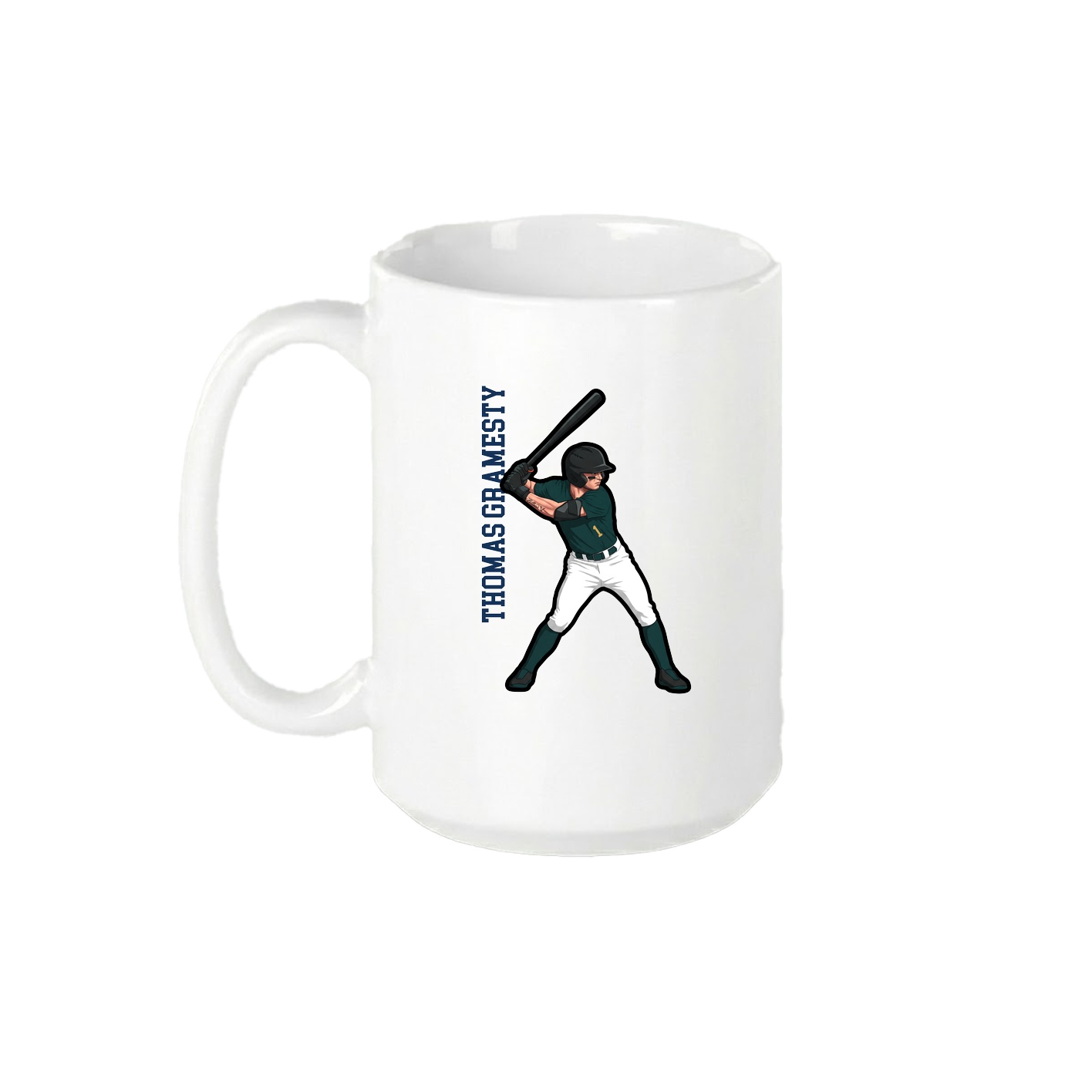15oz Coffee Mug — Name Vertical in White