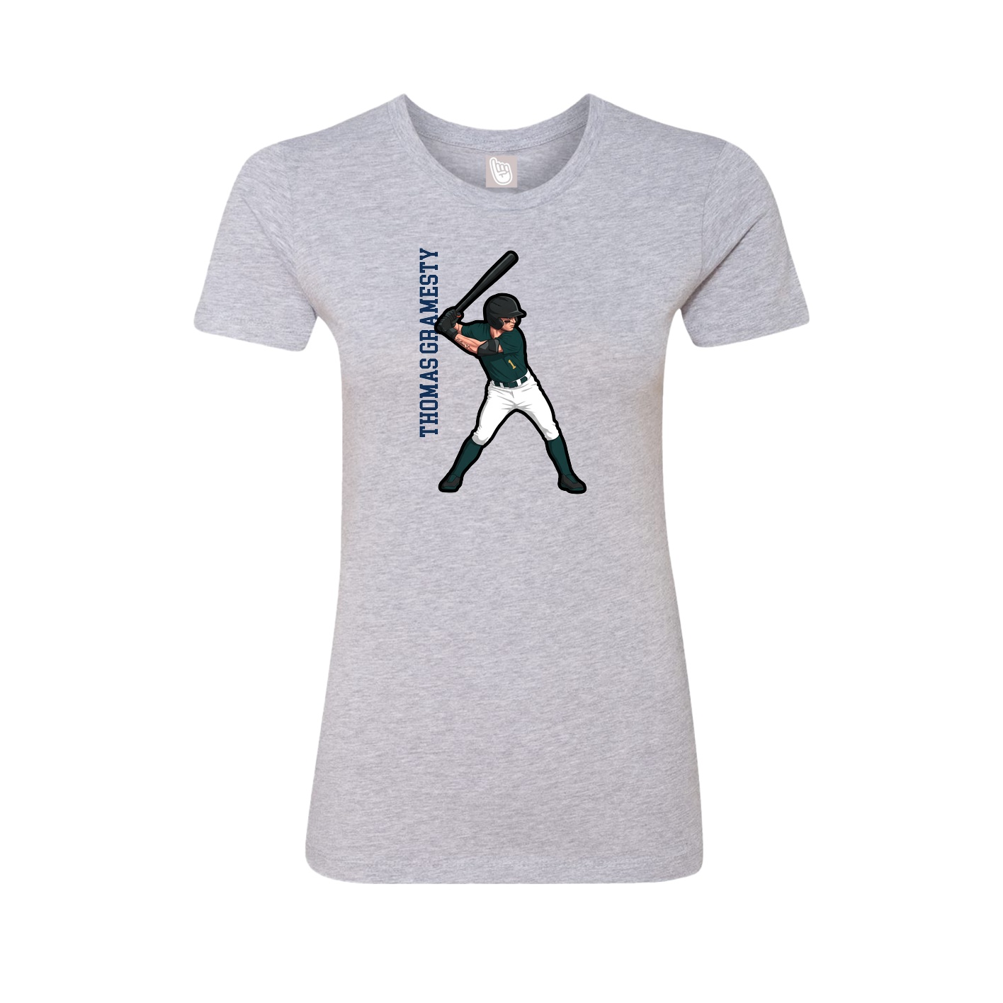 Fitted Women's Tee — Name Vertical in Grey