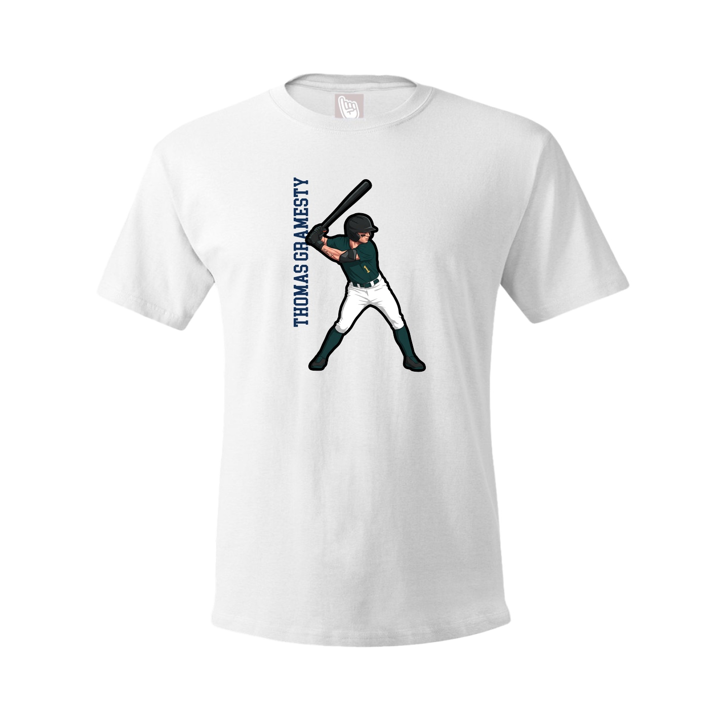 Youth Tee — Name Vertical in White