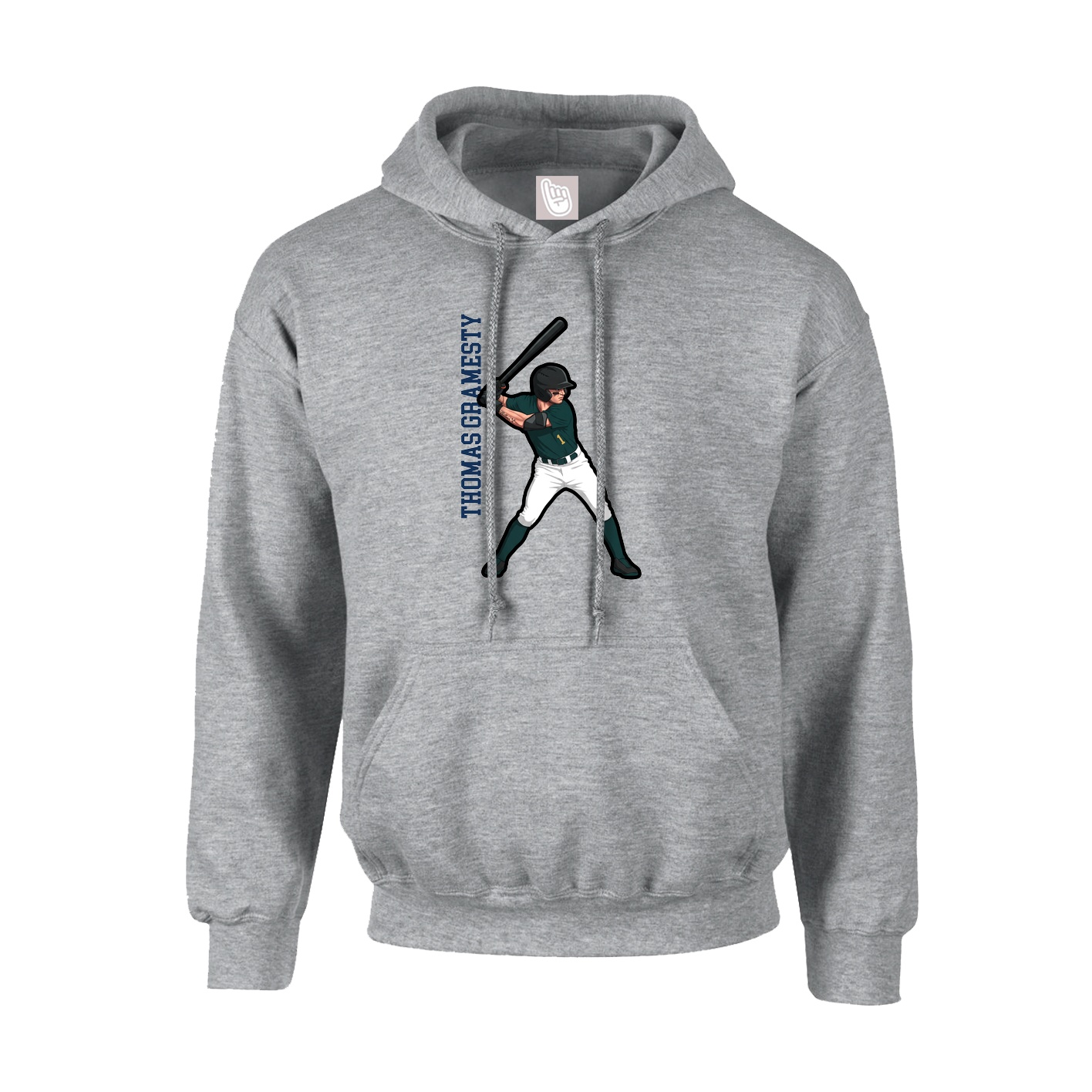Hoodie — Name Vertical in Grey