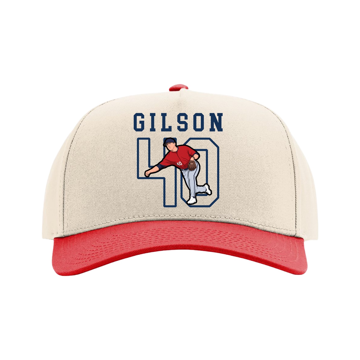 Full Fabric Five-Panel Champ Cap — Shirsey in Cream/Red