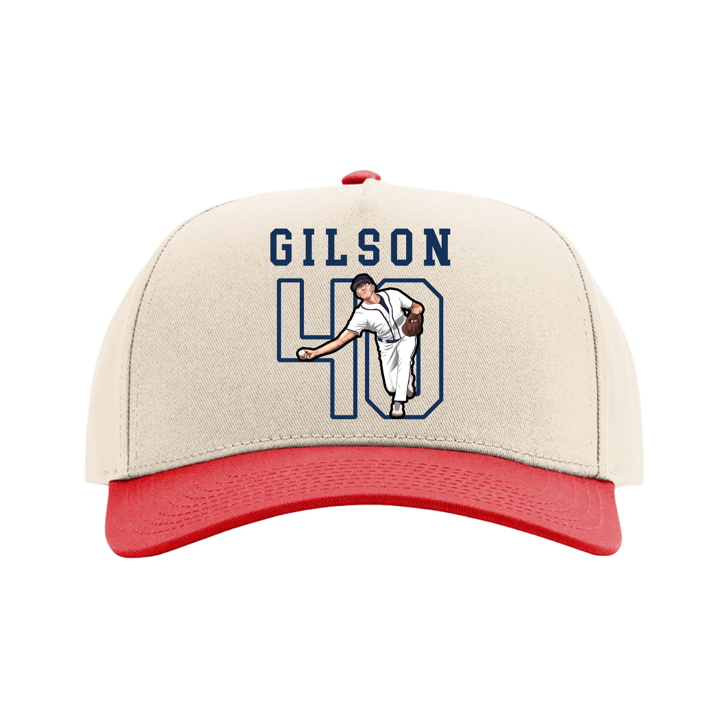 Full Fabric Five-Panel Champ Cap — Shirsey in Cream/Red