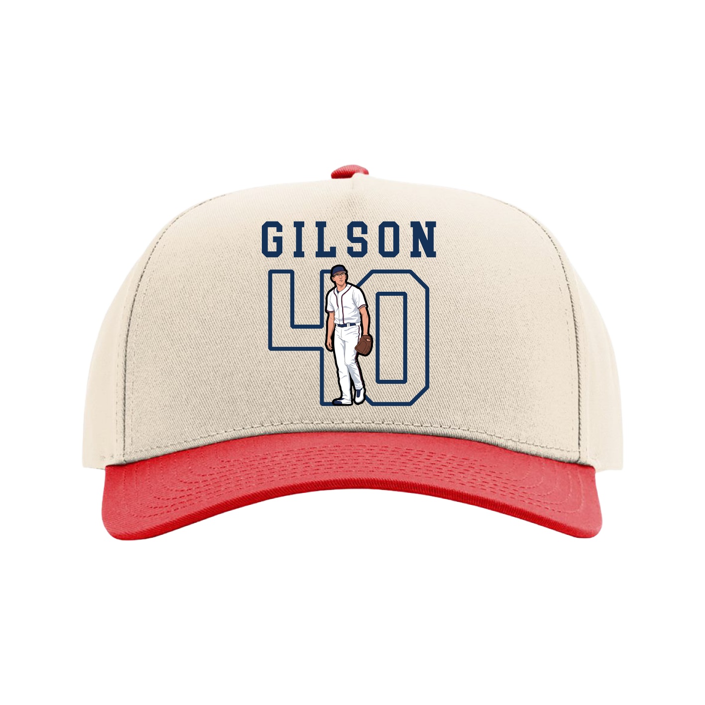Full Fabric Five-Panel Champ Cap — Shirsey in Cream/Red