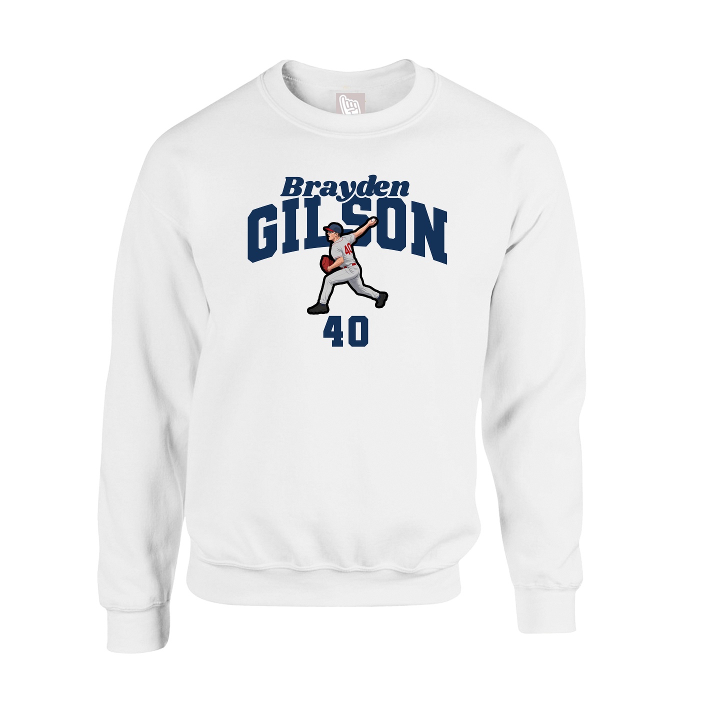 Fleece Crew — Signature Arch in White