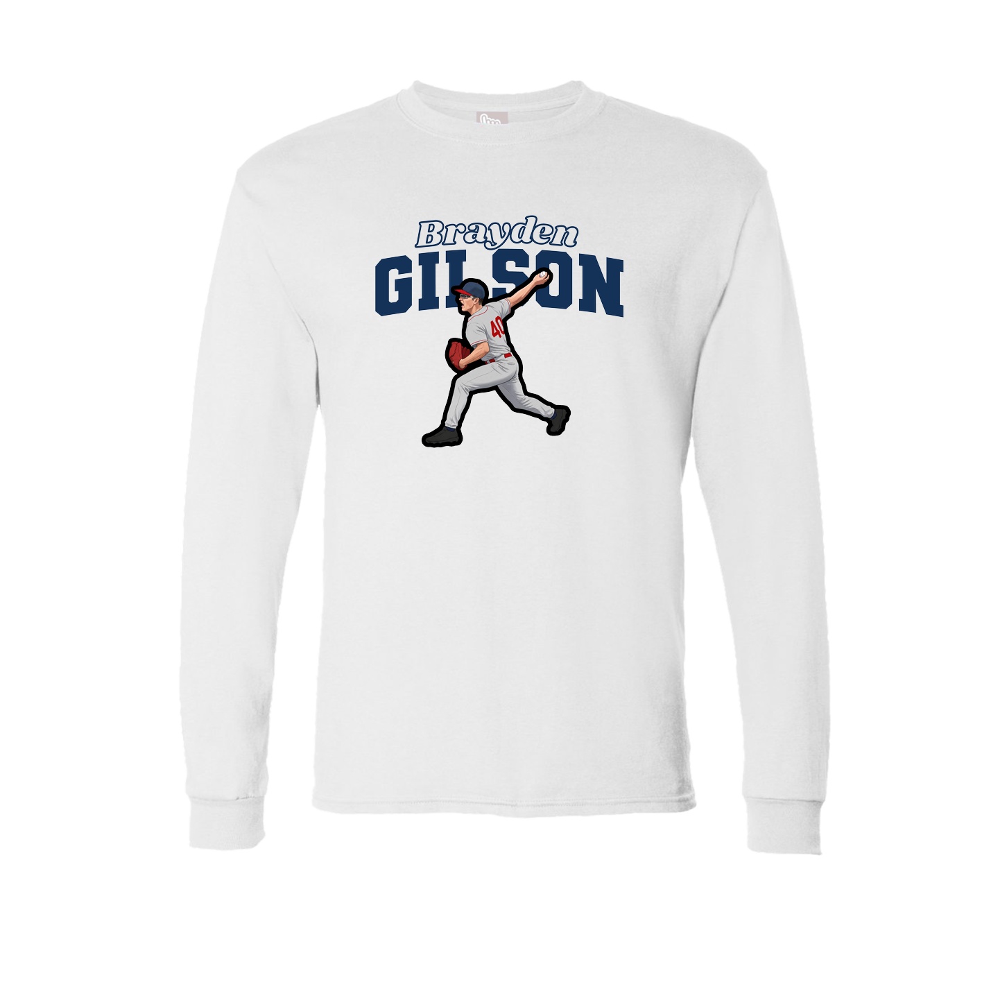 Long Sleeve Tee — Name Arch in White