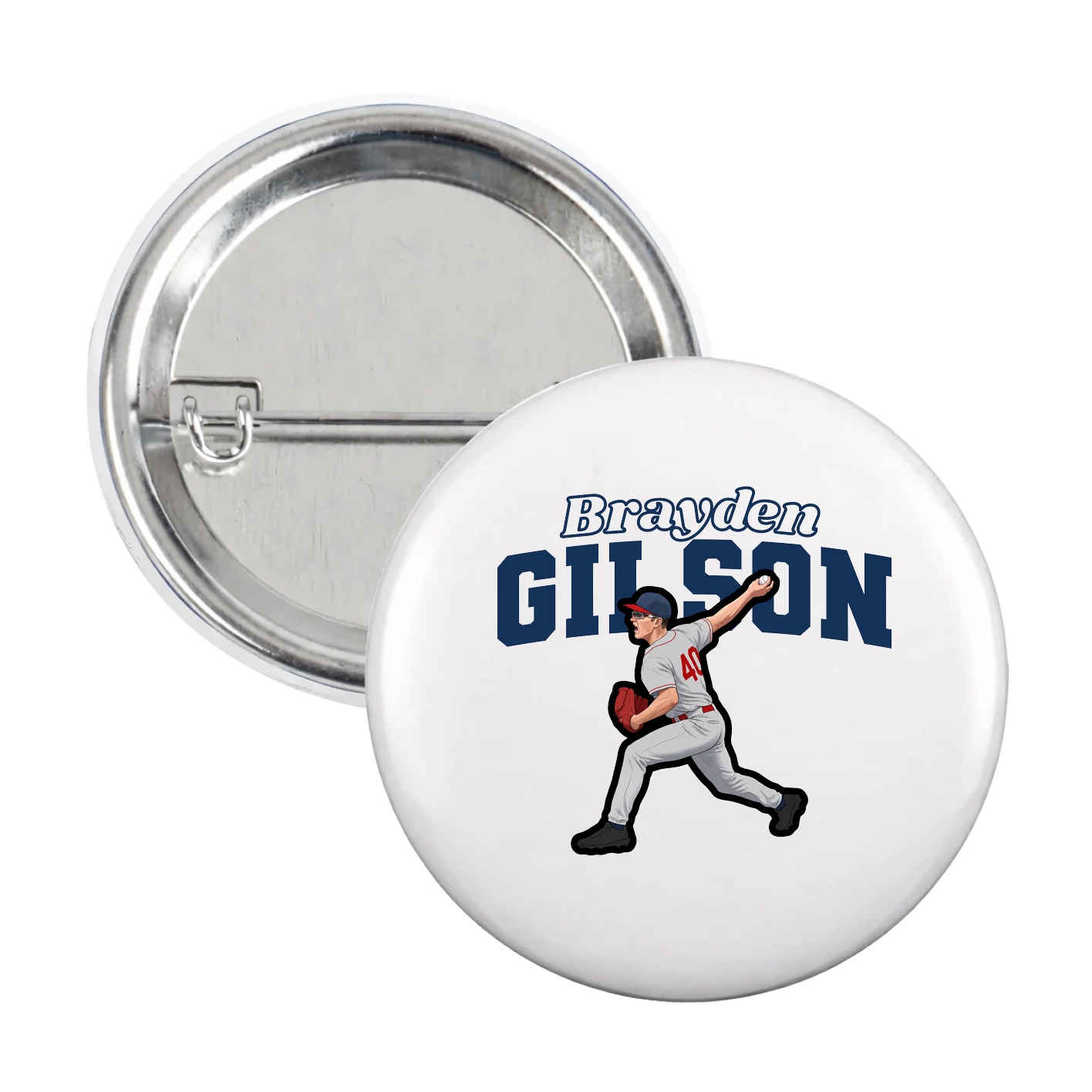 Game Day Button — Name Arch in White