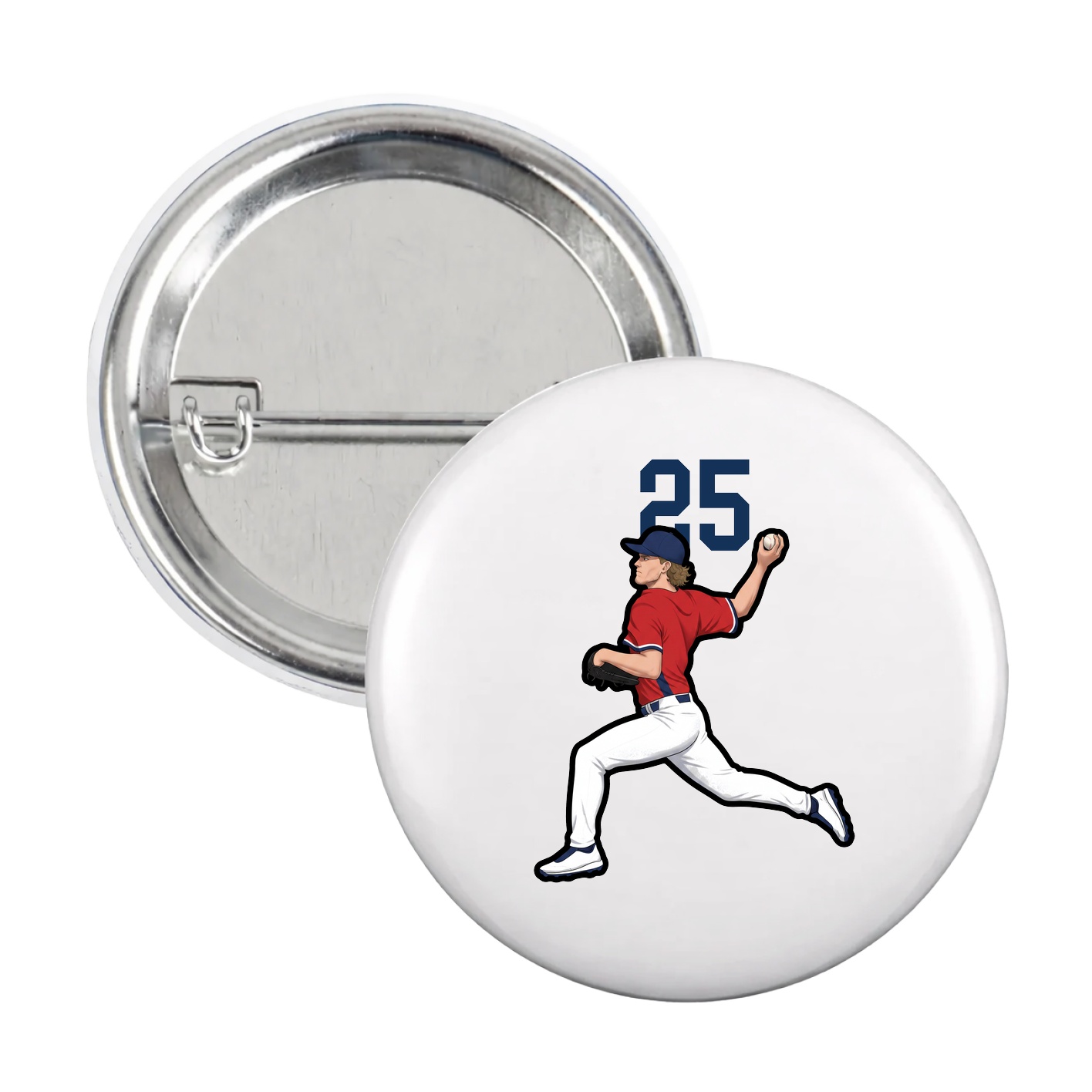 Game Day Button — Number Top in White
