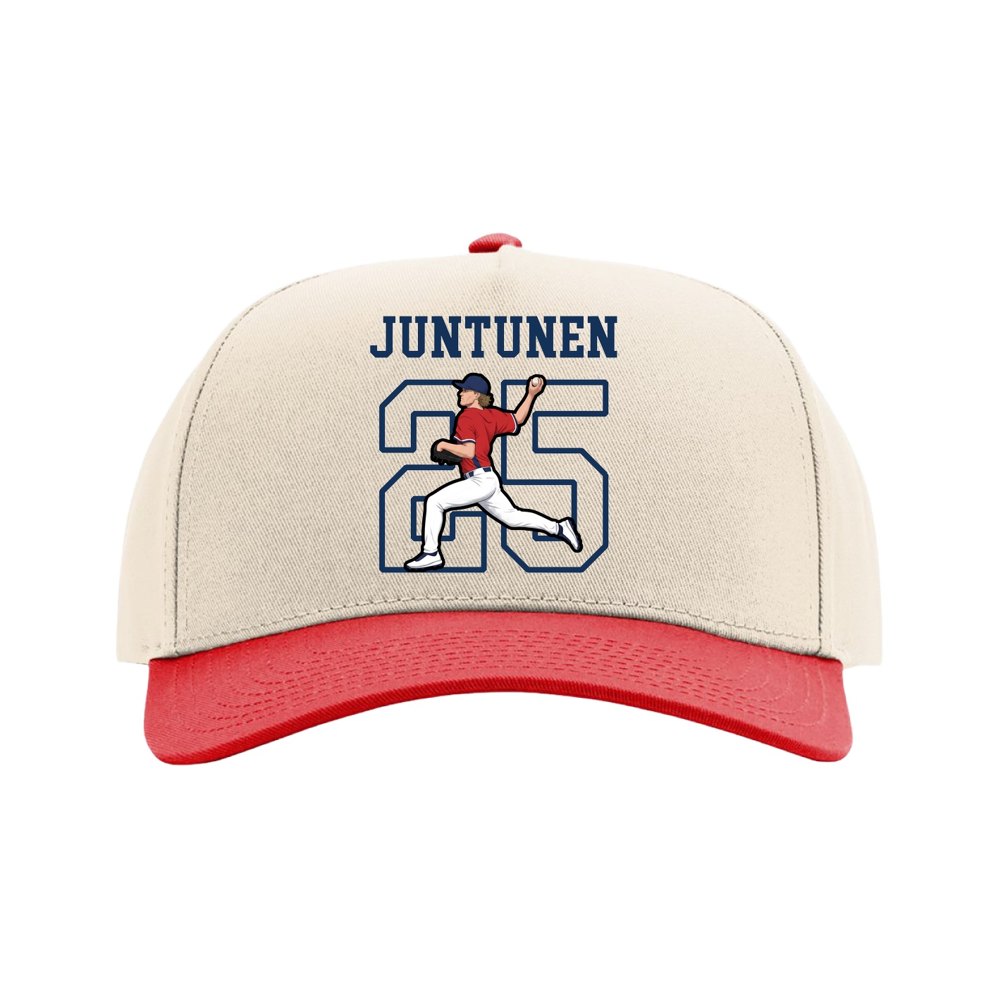 Full Fabric Five-Panel Champ Cap — Shirsey in Cream/Red