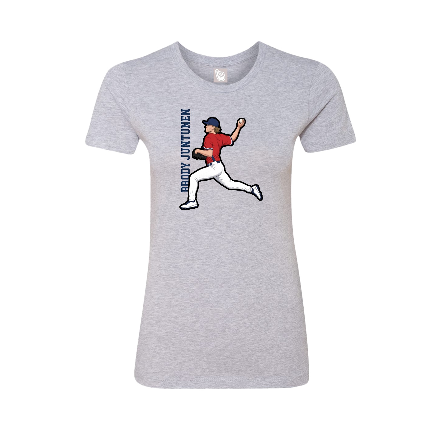 Fitted Women's Tee — Name Vertical in Grey