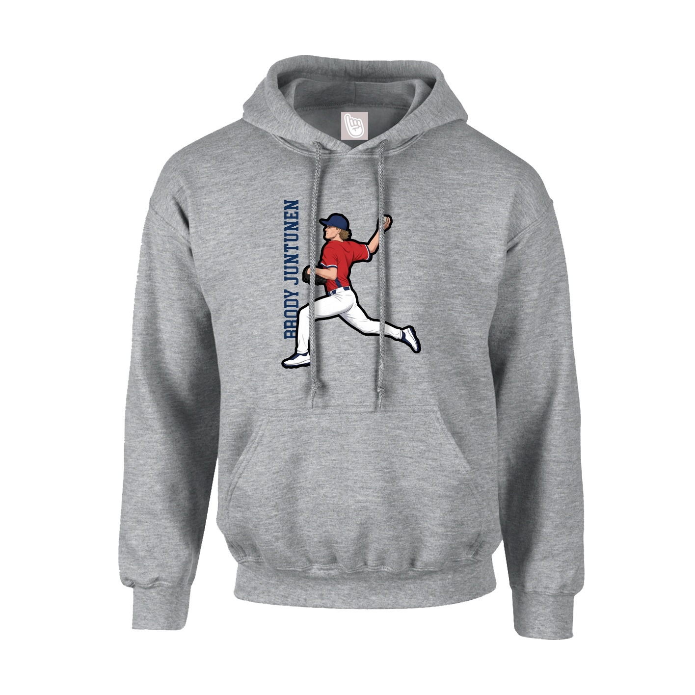 Youth Hoodie — Name Vertical in Grey