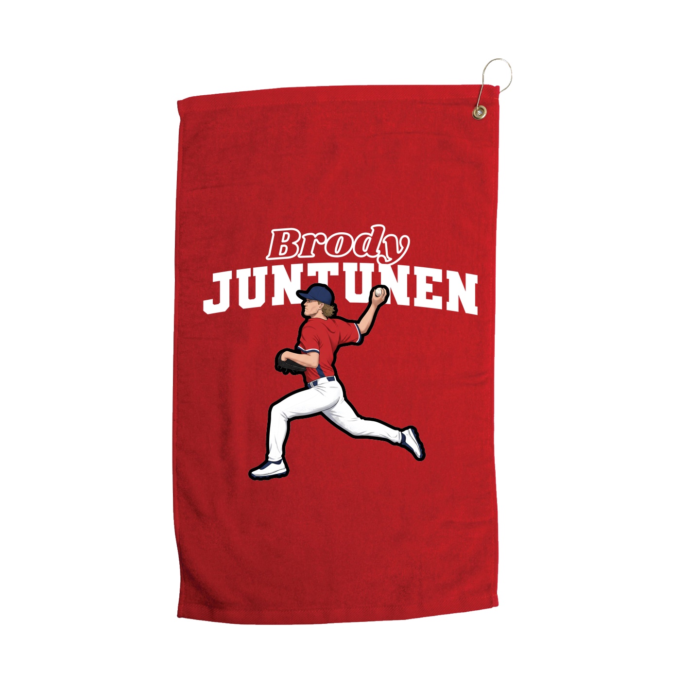 Golf Towel — Name Arch in Red