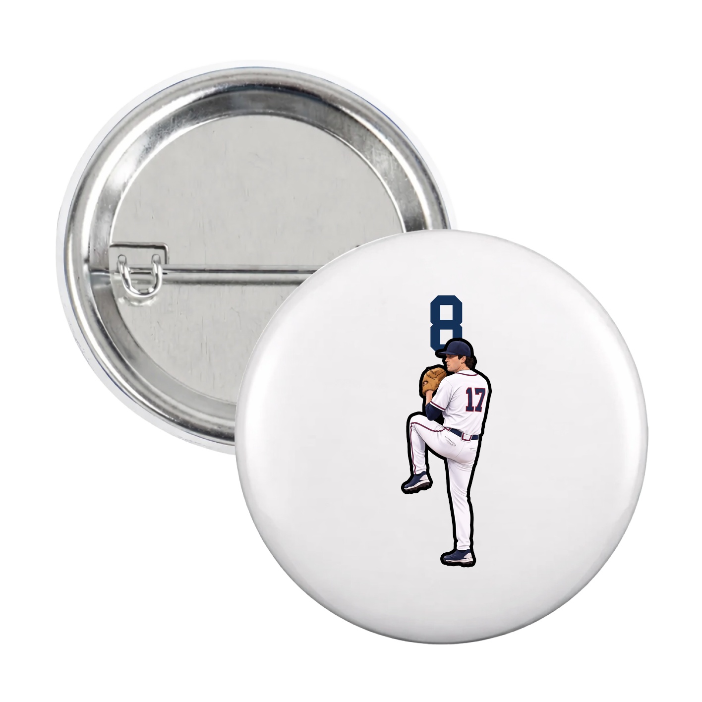 Game Day Button — Number Top in White
