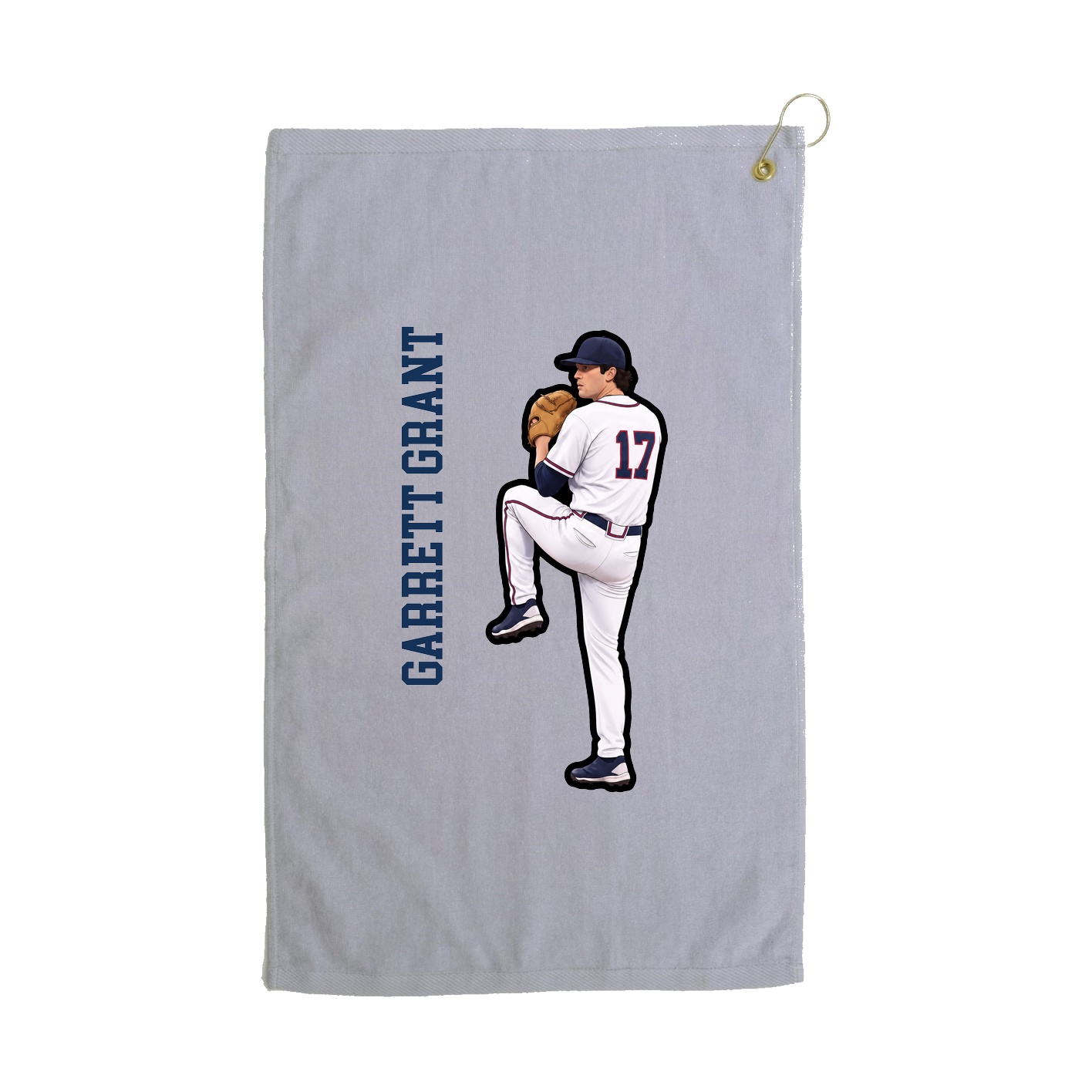 Golf Towel — Name Vertical in Grey