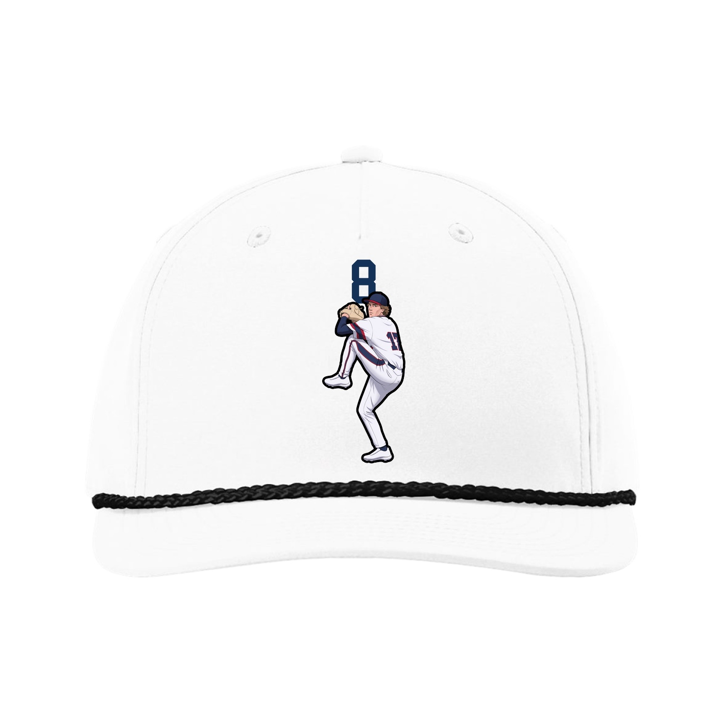 Five-Panel Classic Rope Cap — Number Top in White