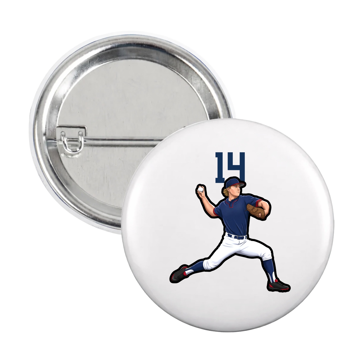 Game Day Button — Number Top in White