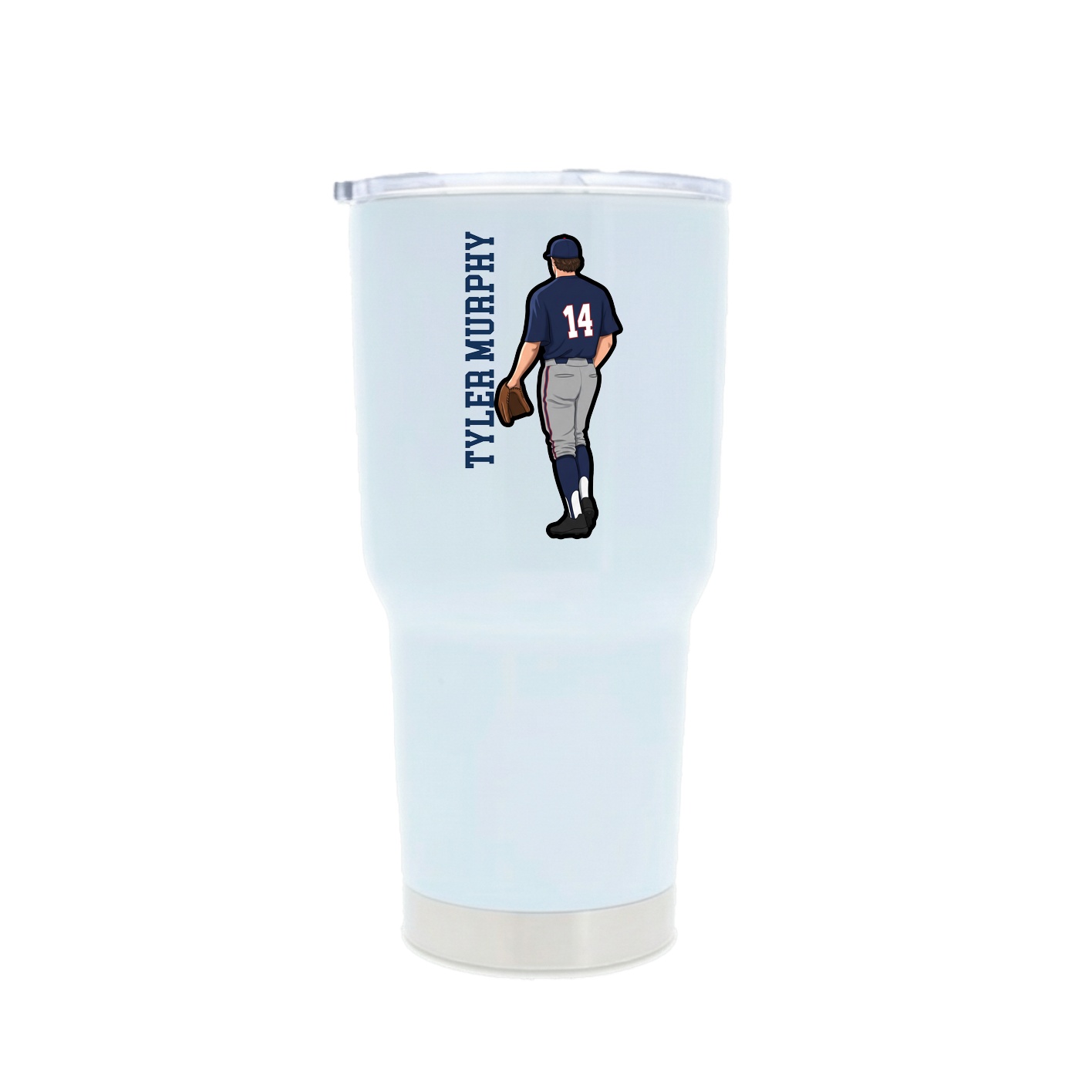 30oz Stainless Steel Tumbler — Name Vertical in White