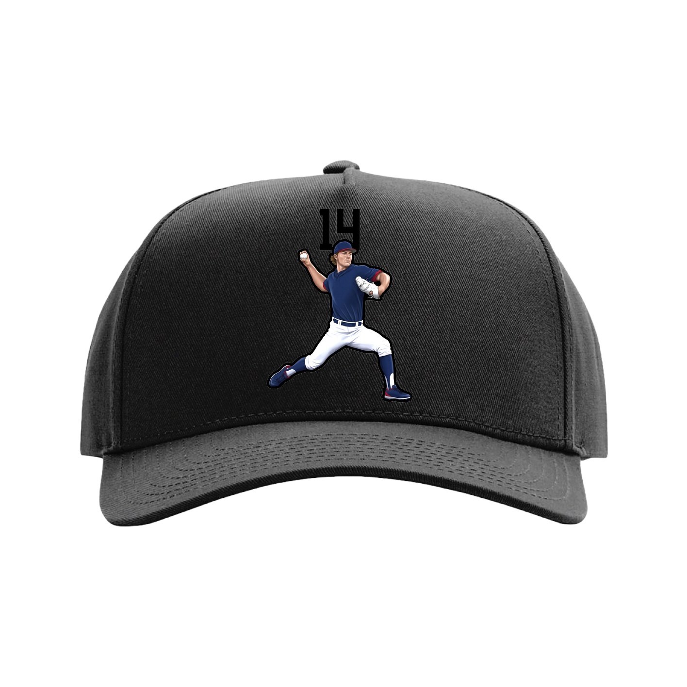 Full Fabric Five-Panel Champ Cap — Number Top in Black