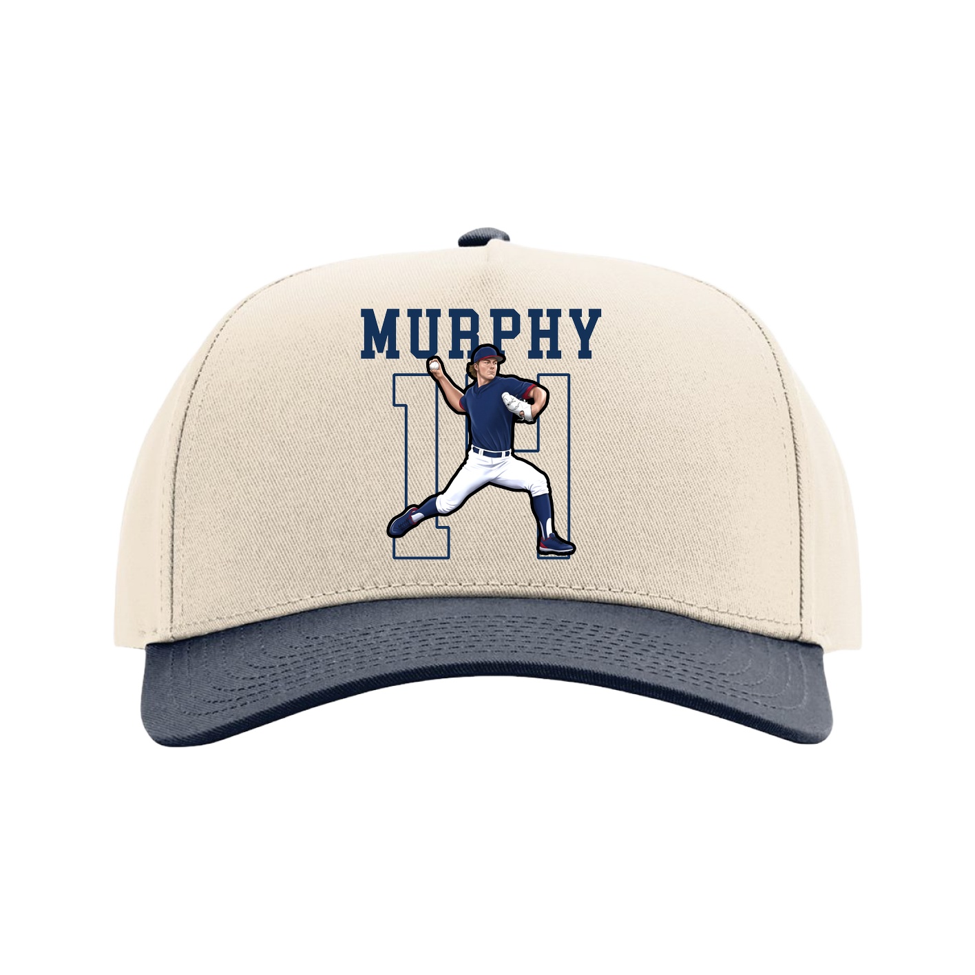 Full Fabric Five-Panel Champ Cap — Shirsey in Cream/Navy