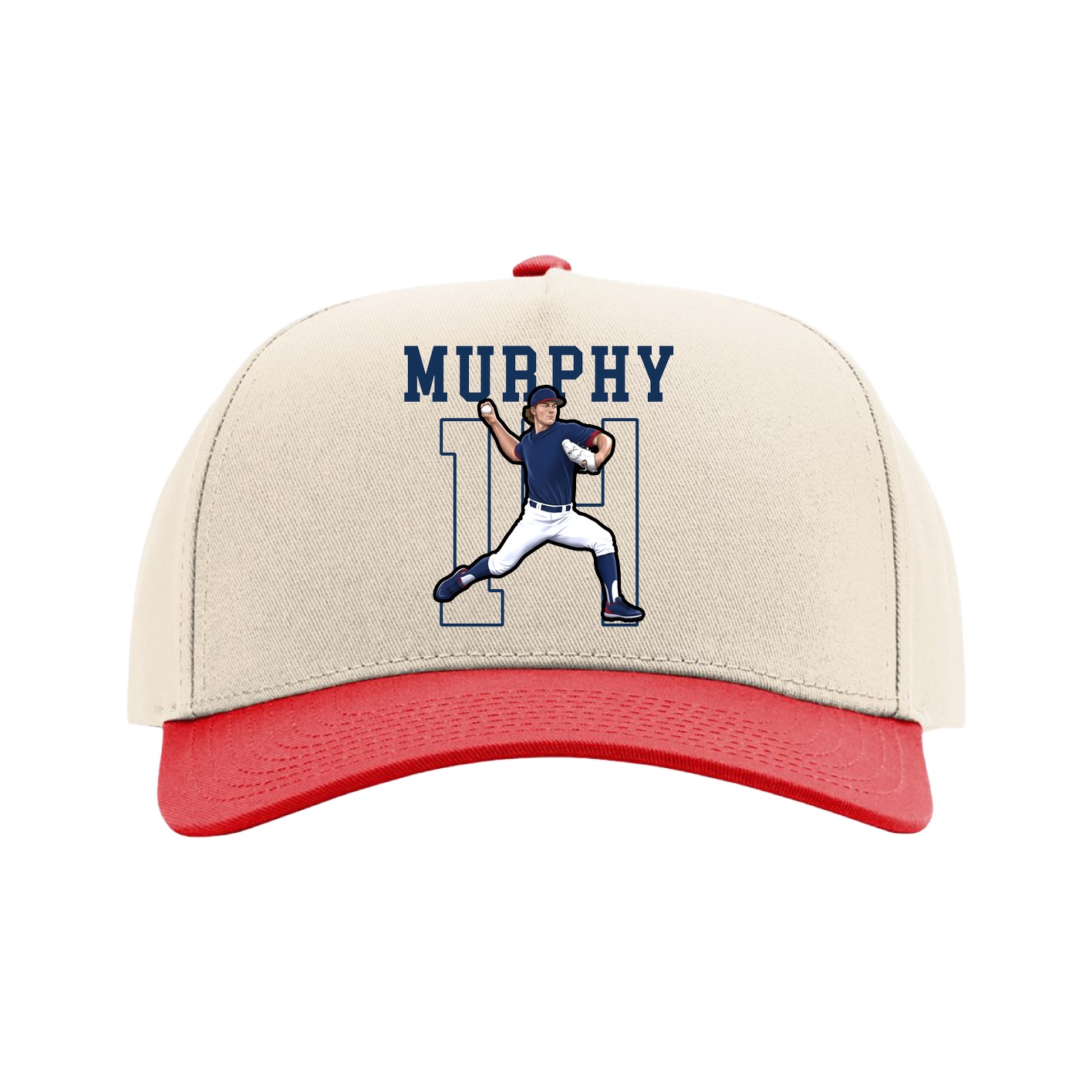 Full Fabric Five-Panel Champ Cap — Shirsey in Cream/Red
