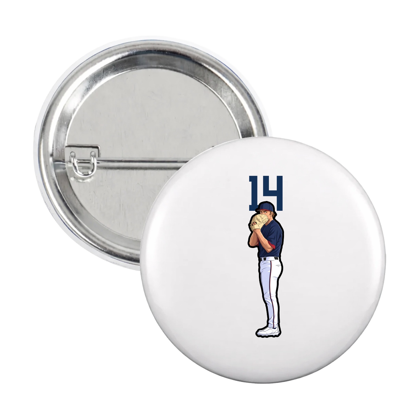 Game Day Button — Number Top in White