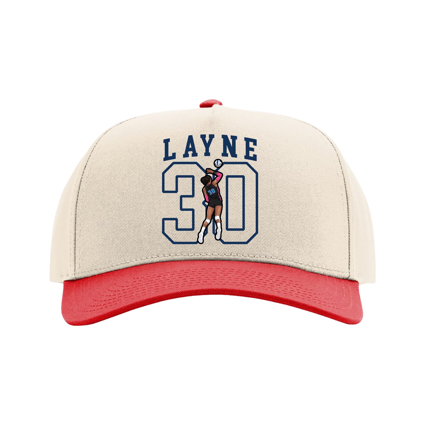 Full Fabric Five-Panel Champ Cap — Shirsey in Cream/Red