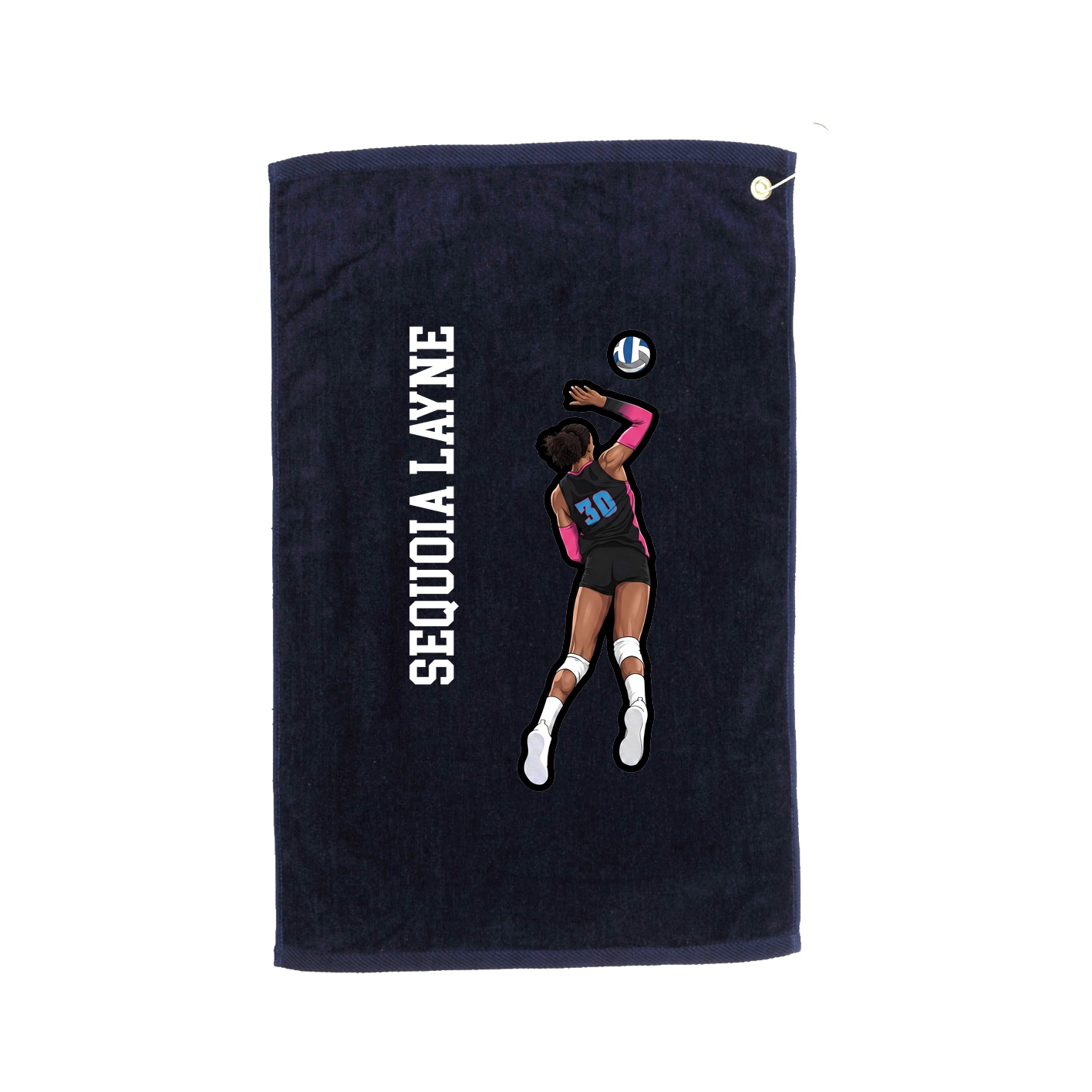 Golf Towel — Name Vertical in Navy