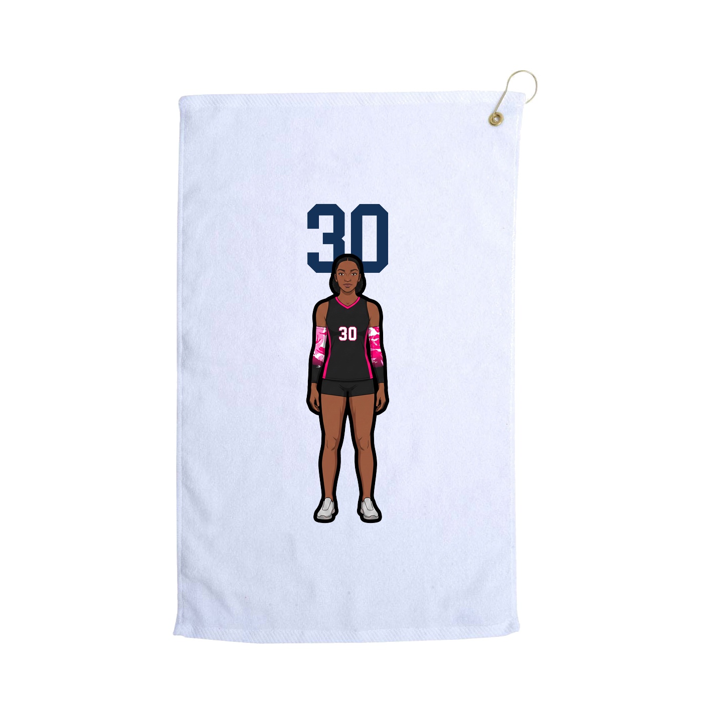 Golf Towel — Number Top in White
